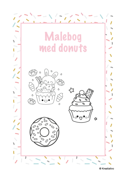 Malebog med donuts og kagetema
