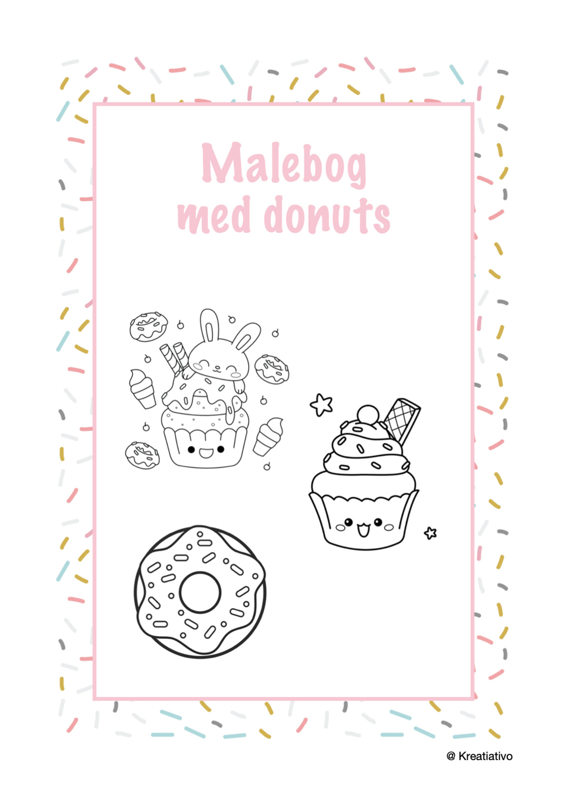Malebog med donuts og kagetema