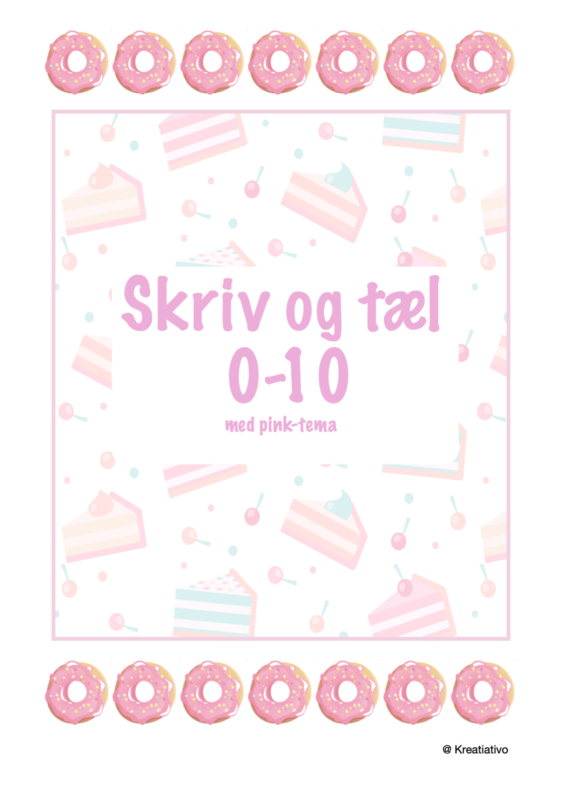 Skriv og tæl tallene 1-10 (pink tema)
