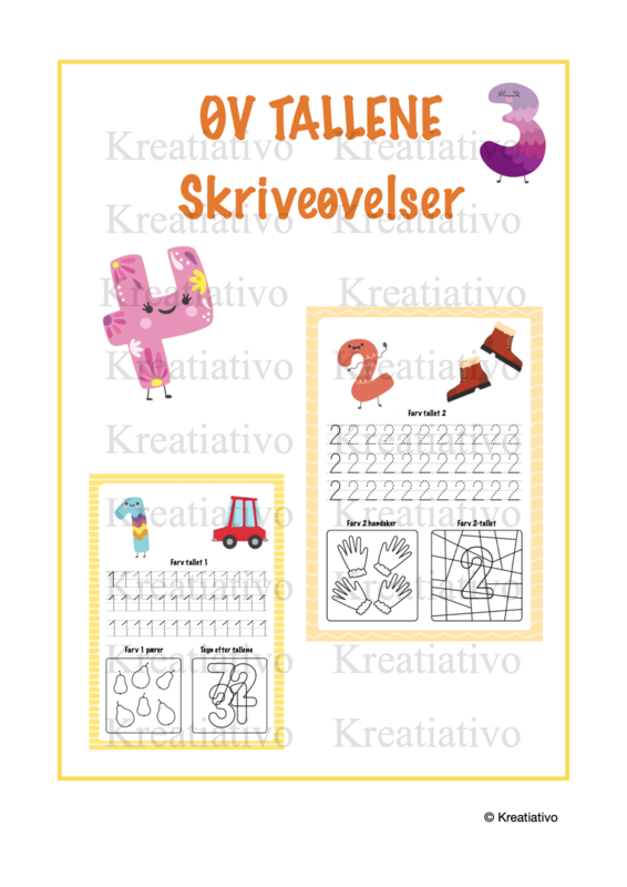 Skriveøvelser - Øv tallene 1-10