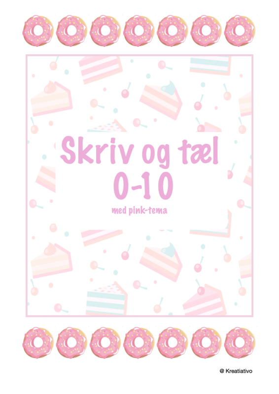 Skriv og tæl tallene 1-10 (pink tema)