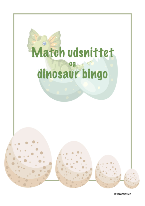 Match udsnittet og bingo - dinosaur påske-tema
